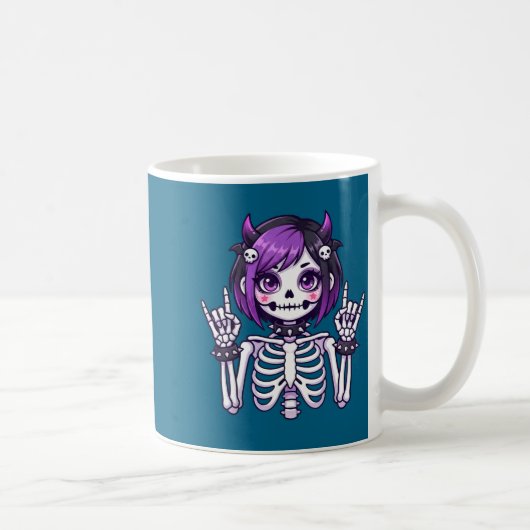 Cute Kawaii Goth Girl Skeleton Punk-goth Alternati コーヒーマグカップ (右)