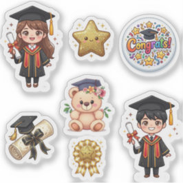 Cute Kawaii Graduation Chibi Boy and Girl Sticker  シール