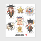 Cute Kawaii Graduation Chibi Boy and Girl Sticker  シール (シート)