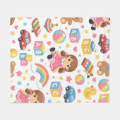 Cute Kawaii Graphic フリースブランケット (正面(横))