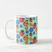 Cute Kawaii Green Orange Blue Fruit コーヒーマグカップ (左)