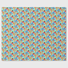 Cute Kawaii Green Orange Blue Fruit Gender Neutral ラッピングペーパー