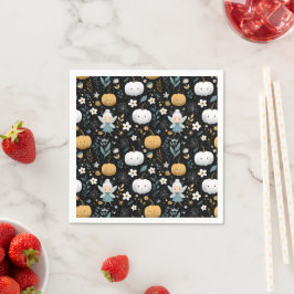 Cute Kawaii Halloween Fairy and Pastel Pumpkins スタンダードカクテルナプキン