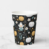 Cute Kawaii Halloween Fairy and Pastel Pumpkins 紙コップ (右)