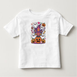 Cute Kawaii Halloween |  Happy Ghosts & Pumpkins トドラーTシャツ