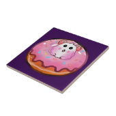 Cute Kawaii Hamster in Pink Frosted Donut Art タイル (側面)
