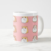 Cute Kawaii Hamster Pattern Coffee Mug - Pink Aest ジャンボコーヒーマグカップ (正面右)