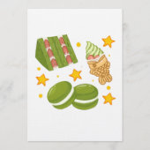 Cute Kawaii Hand-Drawn Matcha Sweets 招待状 (正面)