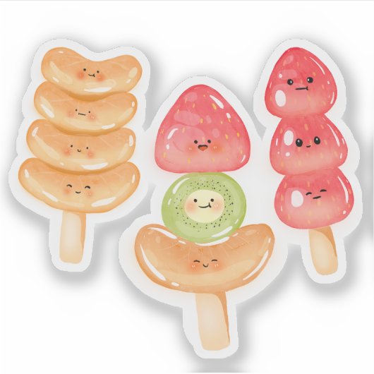 Cute Kawaii Hand-drawn Tanghulu シール (正面)