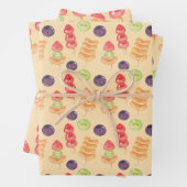 Cute Kawaii Hand-drawn Tanghulu Seamless Pattern ラッピングペーパーシート (インサイチュ)