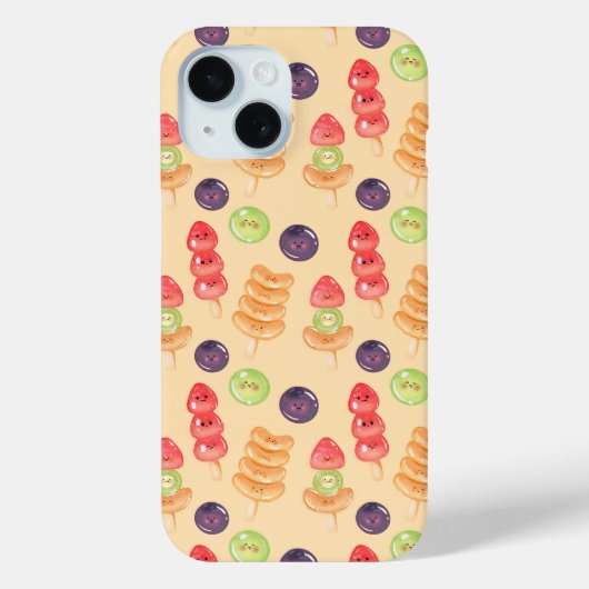 Cute Kawaii Hand-drawn Tanghulu Seamless Pattern Case-Mate iPhoneケース (裏面)