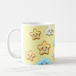 Cute Kawaii Happy Clouds & Stars Pattern Baby コーヒーマグカップ