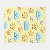 Cute Kawaii Happy Clouds & Stars Pattern Baby Nurs フリースブランケット (正面(横))