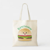 Cute kawaii happy hamburger cartoon illustration トートバッグ (裏面)