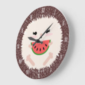 Cute Kawaii Hedgehog & Watermelon ラージ壁時計 (傾斜)