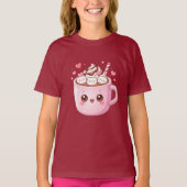 Cute Kawaii Hot Chocolate Mug with Marshmallows Tシャツ (正面)
