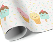 Cute Kawaii Ice Cream Party Wrapping Paper ラッピングペーパー (ロールコーナー)