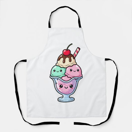 Cute Kawaii Ice Cream Sundae エプロン (正面)