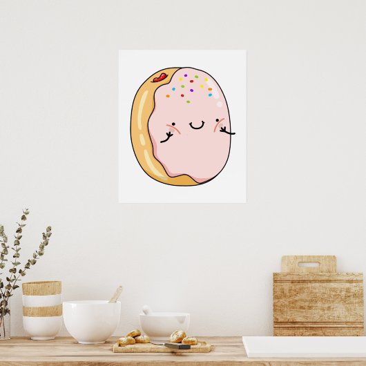Cute Kawaii Jelly Donut ポスター (キッチン)