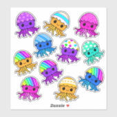 Cute Kawaii Jellyfish, Easter Egg, Sticker Sheet シール (シート)