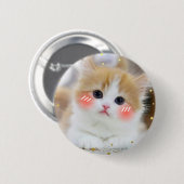 Cute Kawaii Kitten Blush Face Button BadgeButton 缶バッジ (正面&裏面)