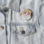Cute Kawaii Kitten Blush Face Button BadgeButton 缶バッジ (インサイチュ)