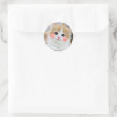 Cute Kawaii Kitten Blush Face Round StickerSticker ラウンドシール (バッグ)
