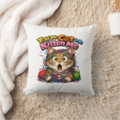 Cute Kawaii Kitten Cat Throw Pillow クッション (ブランケット)