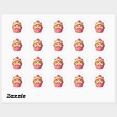 Cute Kawaii Kitten Cupcake Sweet Dessert Sticker ✨ ラウンドシール (シート)