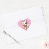 ​Cute Kawaii Kitten Headphone Sticker in Pink Hear ハートシール (封筒)