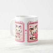 Cute Kawaii Kitten Love Mug コーヒーマグカップ (正面左)