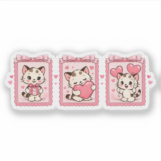 Cute Kawaii Kitten Love Sticker シール (正面)