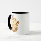Cute Kawaii Leopard Cat with Boba Tea Mug マグカップ (正面左)