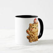 Cute Kawaii Leopard Cat with Boba Tea Mug マグカップ (正面右)