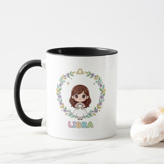 Cute Kawaii Libra Zodiac Sign マグカップ (ドーナツ)