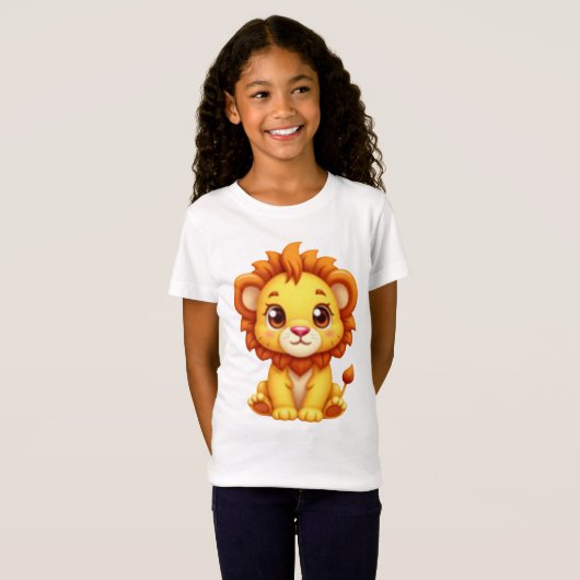 Cute Kawaii Lion Cub Graphic Tシャツ (正面フル)