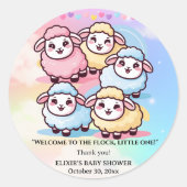 Cute Kawaii Little Lamb Baby Shower ラウンドシール (正面)