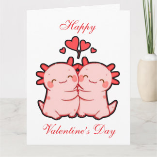 Cute Kawaii Lizard Couple Valentine’s Day Card サンキューカード
