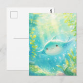 Cute Kawaii Manta Ray Tropical Reef ポストカード (正面/裏面)