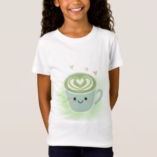 Cute Kawaii Matcha Latte Heart Kids T-Shirt Tシャツ