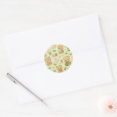 Cute Kawaii Matcha Teddy Bear Pattern | Green Tea ラウンドシール (封筒)