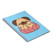 Cute Kawaii Meditating Pug Lotus Flower Zen Dog ノートブック (右側)