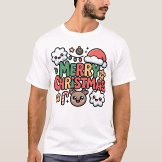 Cute Kawaii Merry Christmas Holiday Cartoon T-Shir Tシャツ