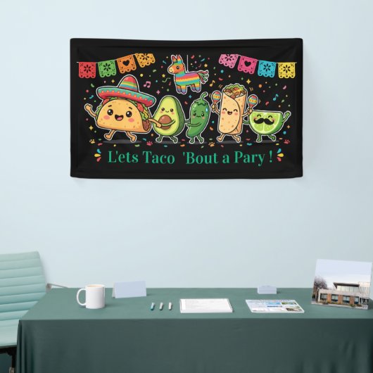 Cute Kawaii Mexican Food Party - Taco Burrito Avoc 横断幕 (トレードショー)