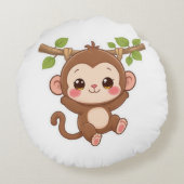 Cute Kawaii Monkey ラウンドクッション (裏面)