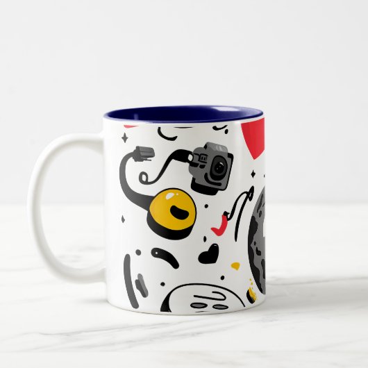 Cute Kawaii Moon Cartoon Coffee Mug ツートーンマグカップ (左)