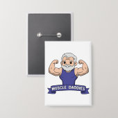 Cute Kawaii Muscle Daddy Bearded Bodybuilder 缶バッジ (正面/裏面)