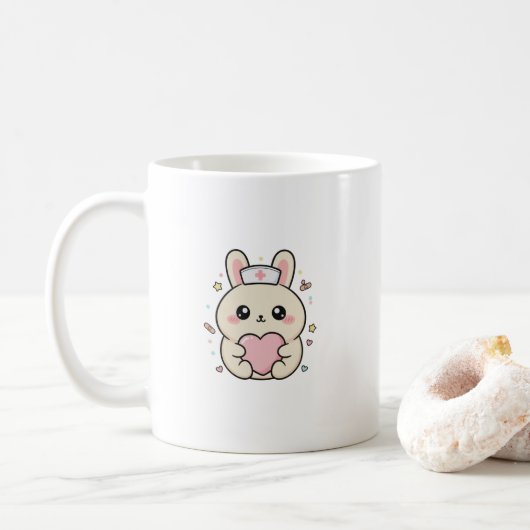 Cute Kawaii Nurse Bunny Mug – Pastel Medical  コーヒーマグカップ (ドーナツ)