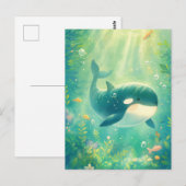 Cute Kawaii Orca Sunlit Ocean ポストカード (正面/裏面)