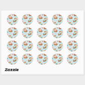 Cute Kawaii Otter Heart Seashell Pattern ラウンドシール (シート)